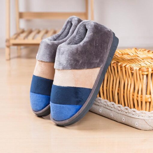 Warm Winter Colourful Stripe Plush Slippers - Image 35