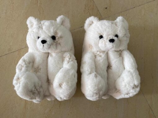 Winter Warm Cozy Plush Teddy Bear Colorful Slippers - Image 2