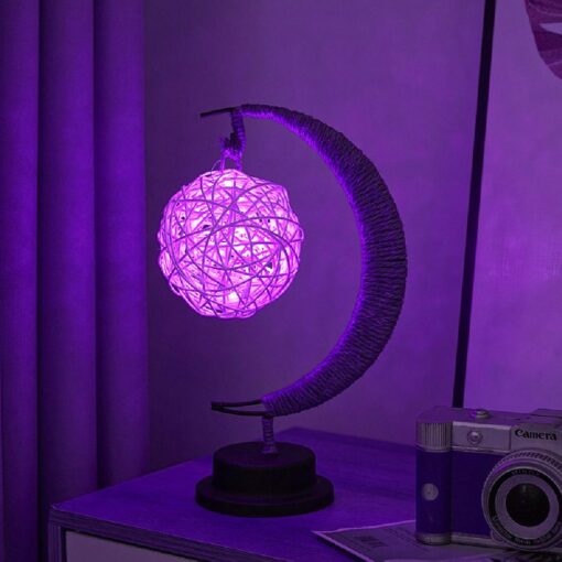 Led Half Moon Rattan Lamp - Image 26