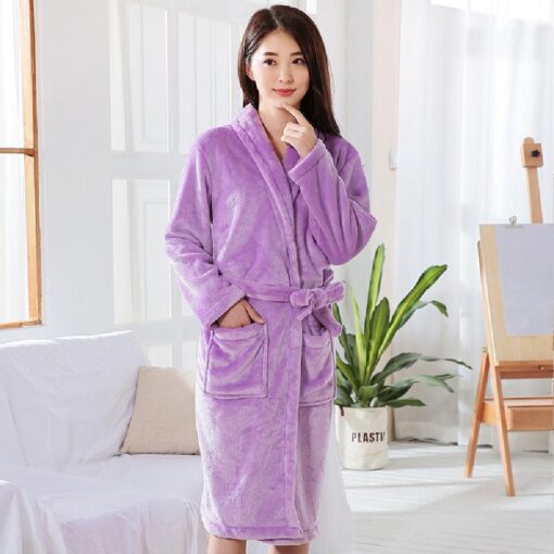 Flannel Robe Winter Bathrob - Image 10