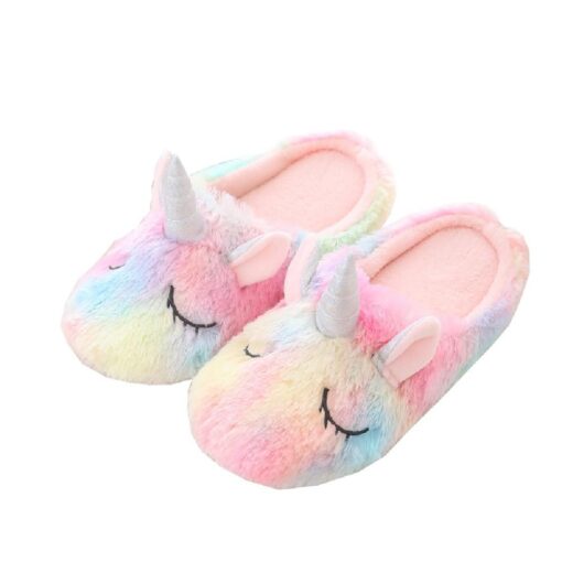 Cozy Fluffy Plush Indoor Unicorn Slippers - Image 2