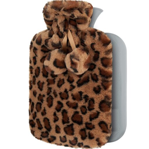 Hot Water Bottle with Leopard Print Cover - Image 6