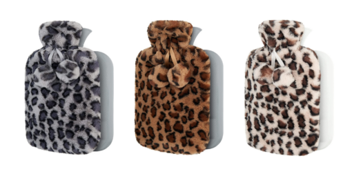 Hot Water Bottle with Leopard Print Cover