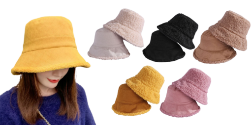 2 in 1 Women's Oversized Fleece Bucket Hat - Image 5