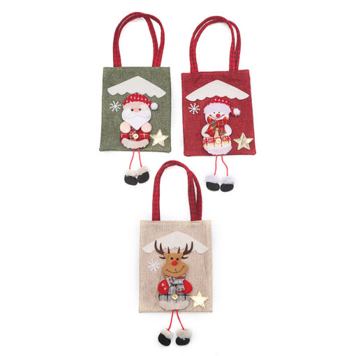 Christmas Long Legs Linen Non Woven Grocery Gift Bag - Image 13