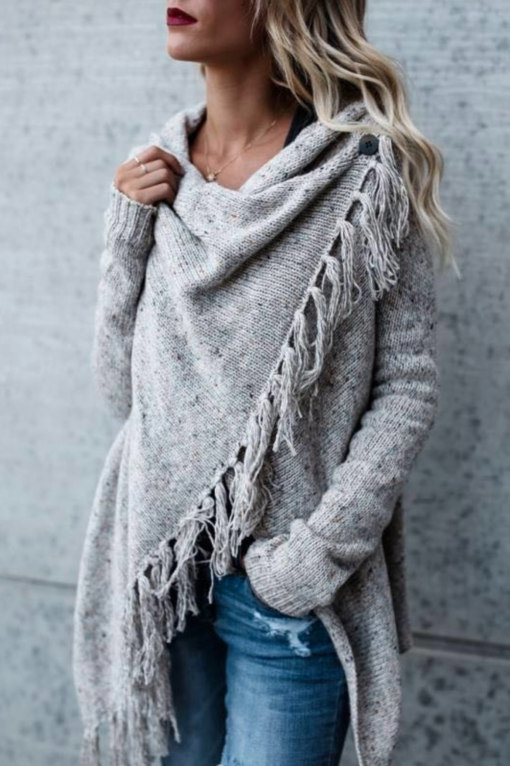 Women Warm Knitted Tassel Shawl - Image 7