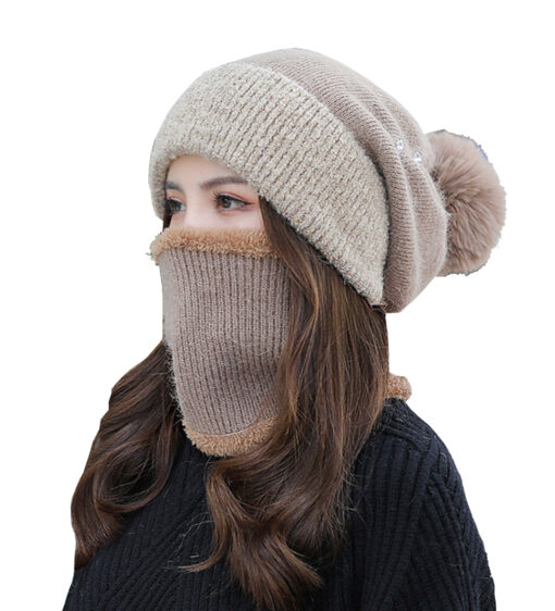 Warm Oversized Beanie with Optional Face Mask Cover - Image 13