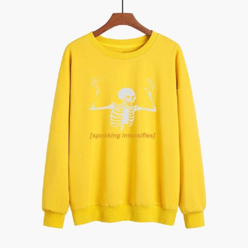 Halloween Spooking Intensifies Skull Printed Sweatshirt - Image 3