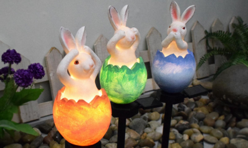 One or Two Solar Rabbit Shaped Sculpture Garden LED Light - Image 23