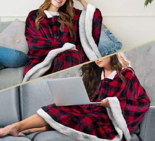 Double-Sided Hoodie Wearable Blanket - Image 11