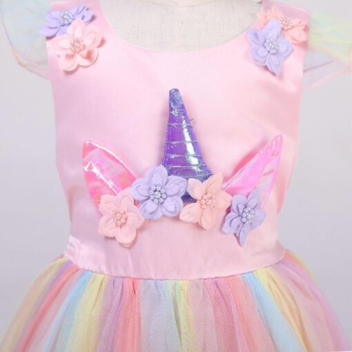 Kids Sleeveless Rainbow Unicorn Princess Dress - Image 5