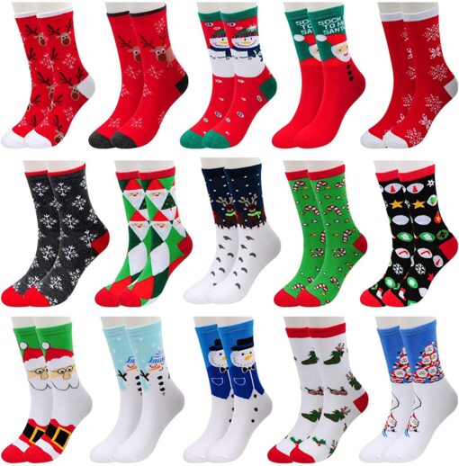 1 or 15 Paris Christmas Funny Novelty Colorful Socks - Image 12