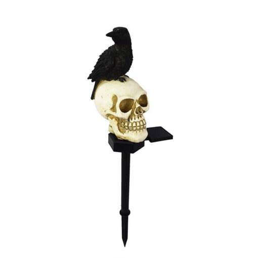 One, Two or Three Solar Skull and Crow Garden Landscape Lights - Image 9