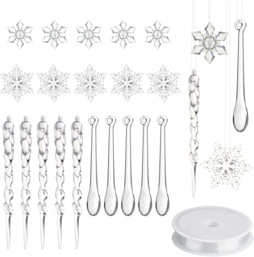 27 or 57 Pieces Acrylic Snowflake Christmas Decorations Set - Image 8