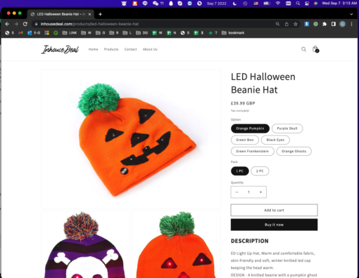 One or Two LED Halloween Beanie Hat - Image 8