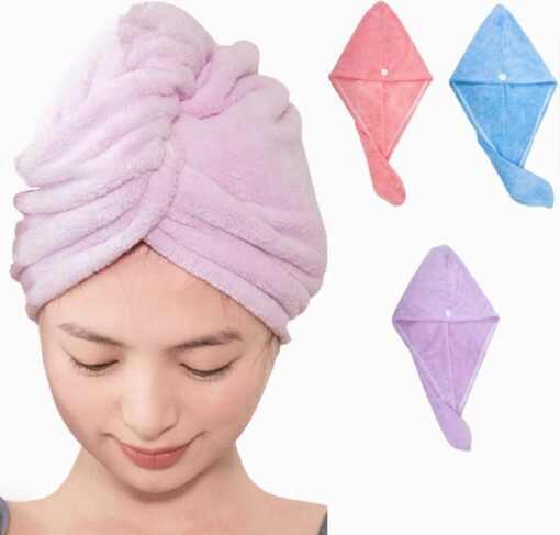 One, Two or Four Ultra Plush Microfiber Hair Towel Wrap - Image 11