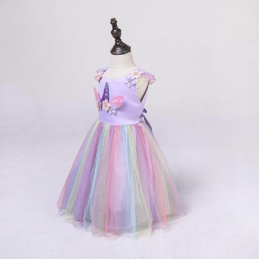 Kids Sleeveless Rainbow Unicorn Princess Dress - Image 28