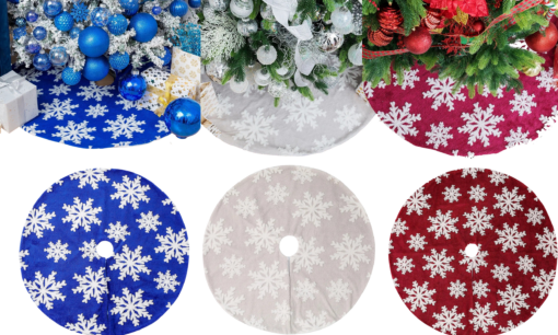 90 or 122CM Snowflake Faux Fur Christmas Tree Skirts - Image 4