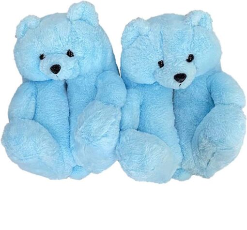 Winter Warm Cozy Plush Teddy Bear Solid Color Slippers - Image 15