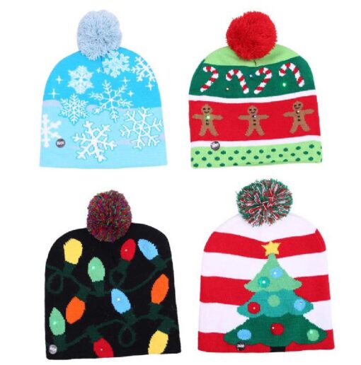 Light up  LED Christmas Flashing Beanie Hat Scarf Set - Image 16