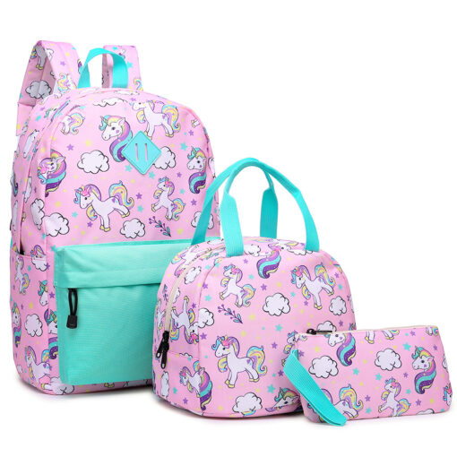 Unicorn 3 in 1 Backpack Set - Unicorn Backpack with Lunch Bag and Pencil Case