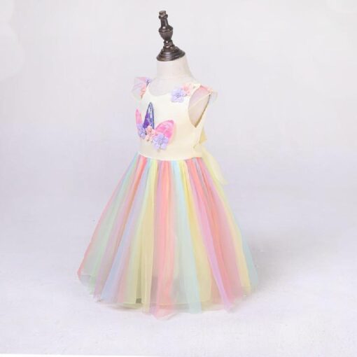 Kids Sleeveless Rainbow Unicorn Princess Dress - Image 8