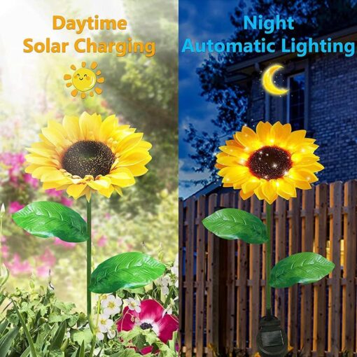 Two or Four Upgraded 3 in 1 Solar Sunflower LED Lights - Image 3