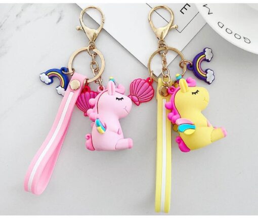 One or Five Silicone Unicorn Doll Key Chain Hanging Ring Ornaments - Image 5