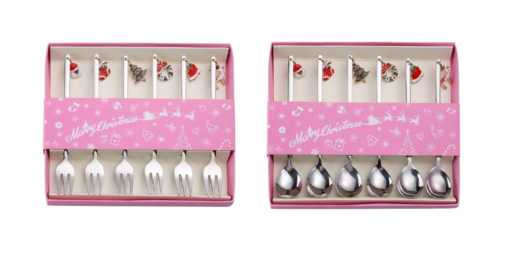 Six-Pieces Christmas Coffee Spoon & Fork Sets - Image 6