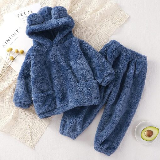 Kids Bear Hooded Pajama Set - Image 9