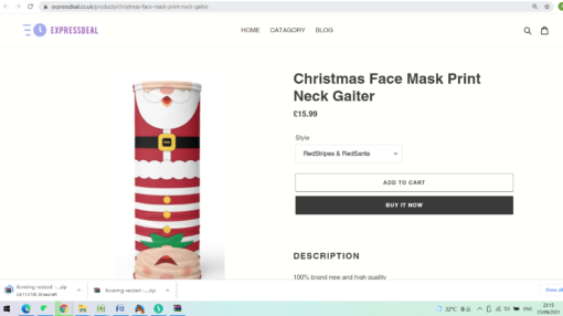 Christmas Neck Gaiter Face Mask Print - - Image 2