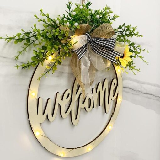 Wreath Garland wooden lighting decorations - Image 2