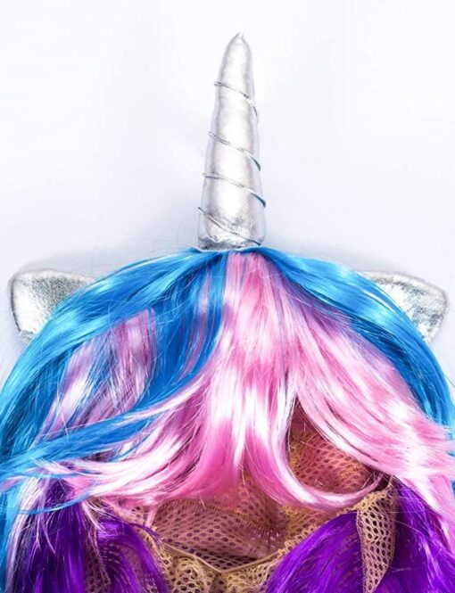 Adults Halloween Unicorn Wig with Horn and Ears - Image 4