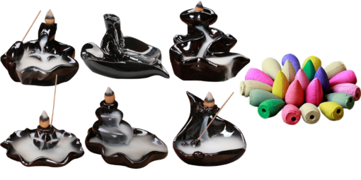 Ceramic Backflow Incense Holder with optional Cones - - Image 12