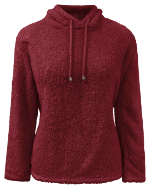 Women Drawstring Plush Hoodie - Image 16