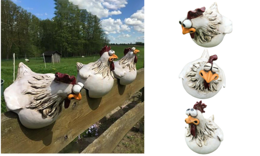 Funny Chicken Fence Decor Statues - Image 21