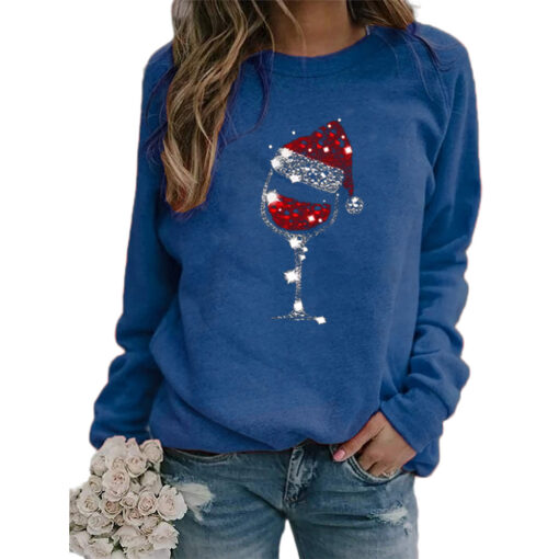 Christmas Glitter Wine Glasses with Santa Hat Sweatshirt Jumpe - Image 5