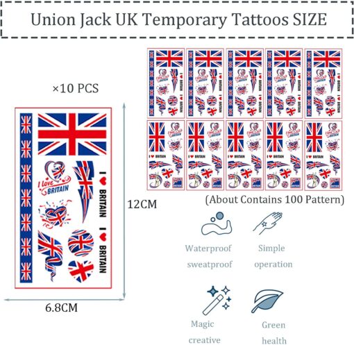 10 Sheets Waterproof Tattoos Stickers - Image 2