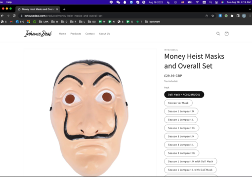 Money Heist Masks and Overall Set - Image 4