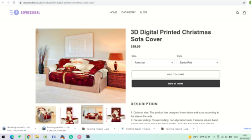 3D Digital Printed Christmas Sofa Cover - Image 14