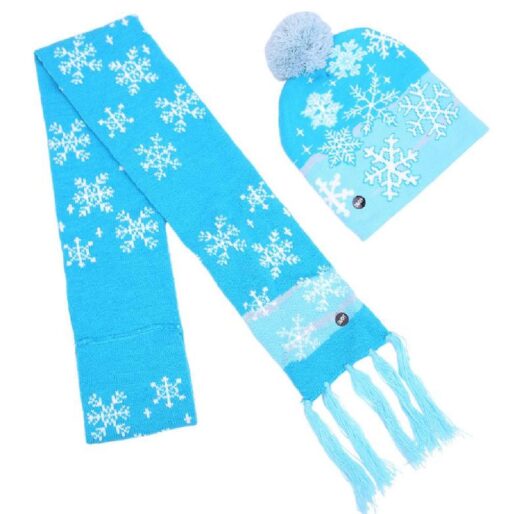 Light up  LED Christmas Flashing Beanie Hat Scarf Set - Image 15