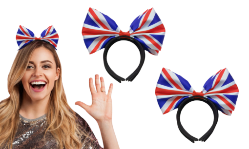 One, Two or Four Great Britain Union Jack Flag Bow Headband