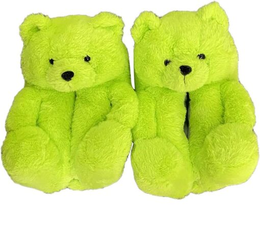 Winter Warm Cozy Plush Teddy Bear Solid Color Slippers - Image 14