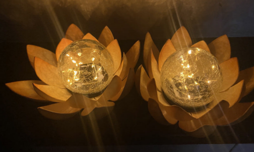 One or Two Solar Cracked Glass Ball Lotus Light 2022-03-11 NL - Image 14