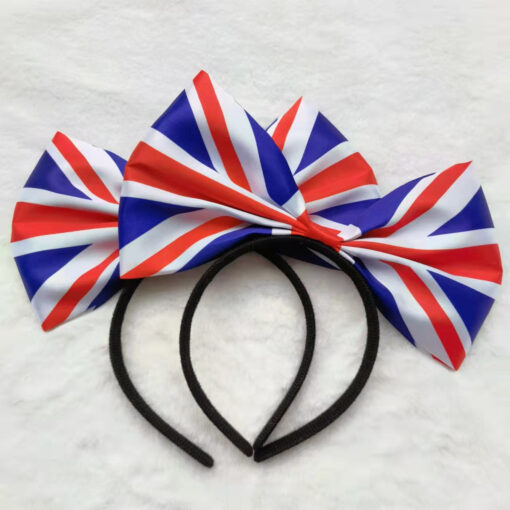 One, Two or Four Great Britain Union Jack Flag Bow Headband - Image 5