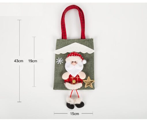 Christmas Long Legs Linen Non Woven Grocery Gift Bag - Image 9