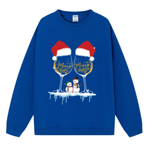 Christmas Wine Glass with Snowman Print Sweatshir - Image 7