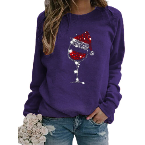 Christmas Glitter Wine Glasses with Santa Hat Sweatshirt Jumpe - Image 8