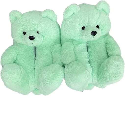 Winter Warm Cozy Plush Teddy Bear Solid Color Slippers - Image 9