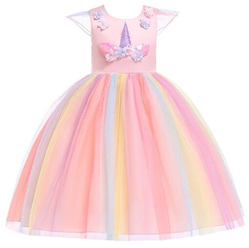 Kids Sleeveless Rainbow Unicorn Princess Dress - Image 12